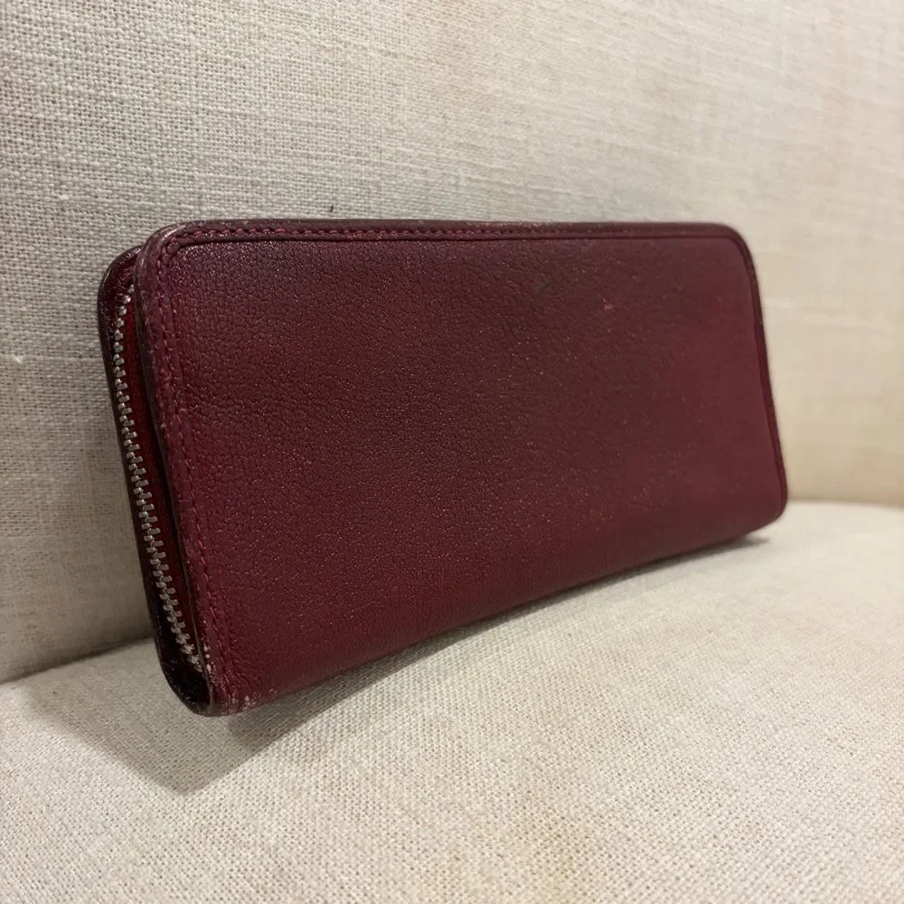 Loewe Burgundy Leather Zip Wallet - Long Red Continental Wallet